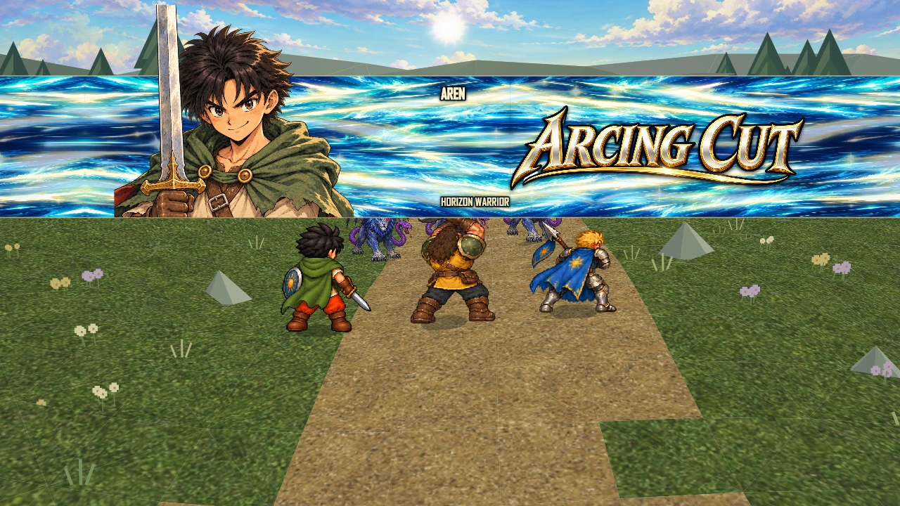 An illustrated special attack cut-in in Beyond the Horizon